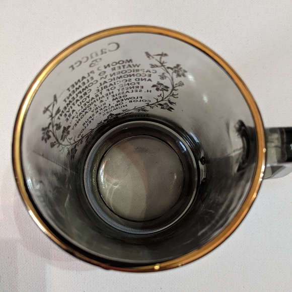 Smokey glass CANCER horoscope mug with gold accents crab and stats - Picture 8 of 9
